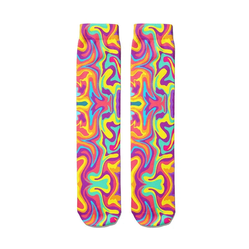 Fashion Graffiti Hip-hop Socks Novelty Print Couple Cotton Women Qme style3 One Size China Mainland