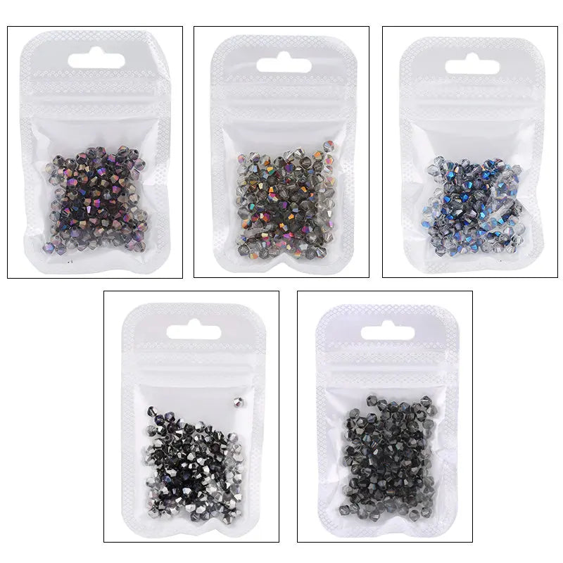 4mm Shiny AB color Crystal Bicone Beads Glass Jewelry Beads Loose Spacer Beads earring bracelet making Jewelry Accessories DIY Qme 11