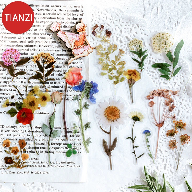 40Pcs/pack Plant Flower Mushroom Ginkgo PET Deco Diary Stickers Scrapbooking Planner INS Decorative Stationery Sticker Qme