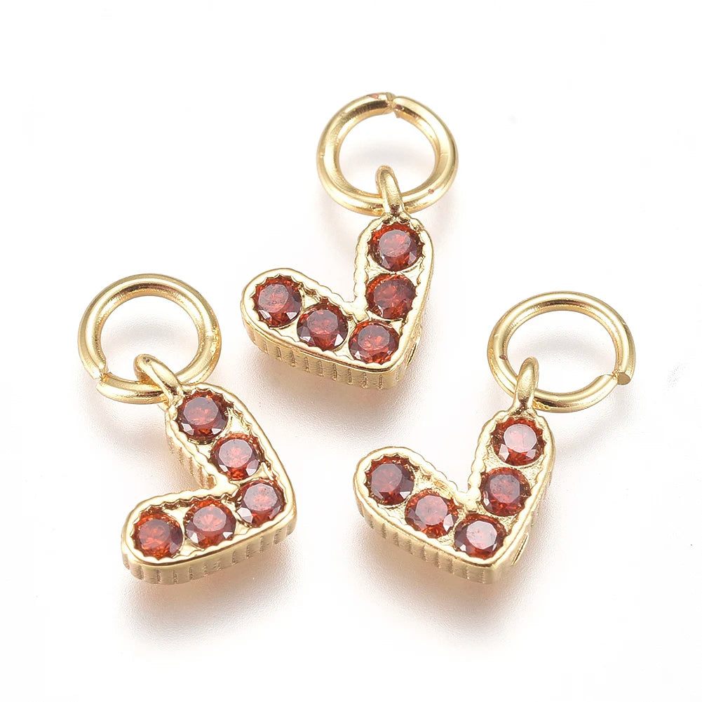 PandaHall 20Pcs Heart Brass Micro Pave Cubic Zirconia Charms with Jump Ring for Jewelry Making DIY Earrings Necklace Accessories Qme