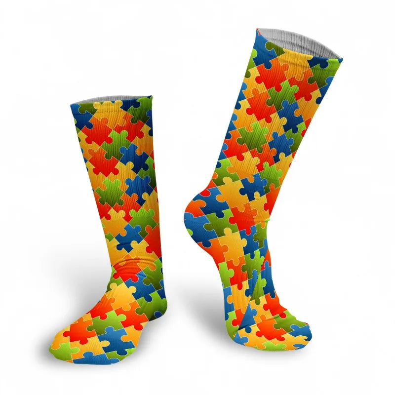 Classic Women Socks Casual Comfortable Puzzle Happy Business Party Qme style8 One Size