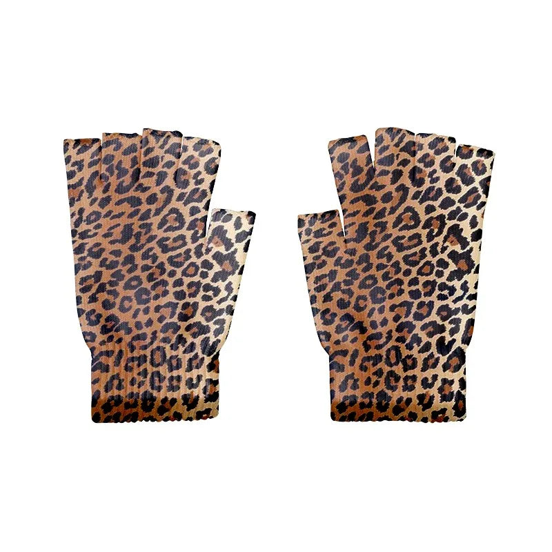Women Leopard Gloves Fashion Elastic Five Fingers Men's Outdoor Qme style8 One Size China Mainland