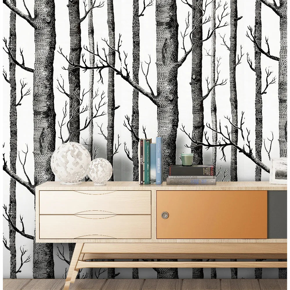 Birch Forest Self-adhesive 3D Wallpaper Living Room Bedroom Wall Qme