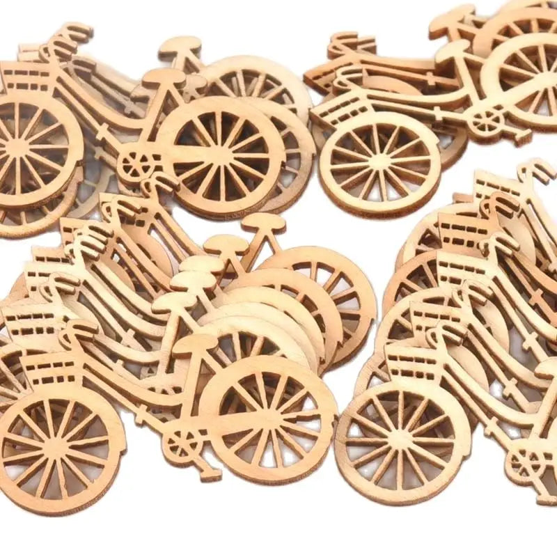 Natural Wood Slices Bicycle Die Cutting Plywood Template Carfts For Home Decoration DIY Wooden Ornament 10pcs/set 45X59mm M0914 Qme