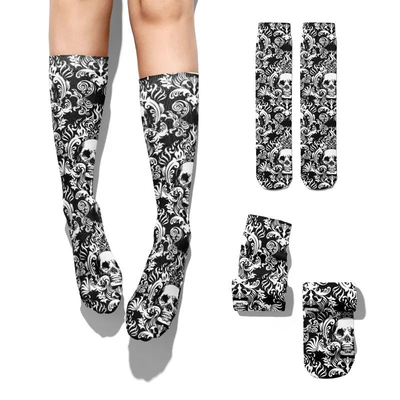 Fashion Women Men 3D Skeleton Skull Socks Streetwear Harajuku Qme