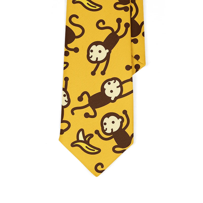 Fashion School Skinny Ties Boys Girls Casual Cartoon Zebra Monkey Qme