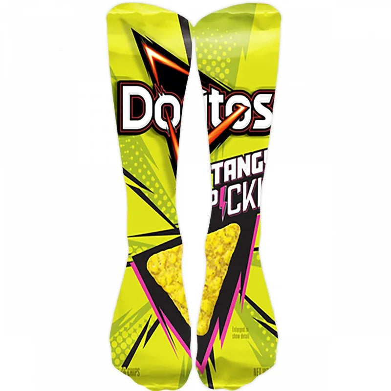 Creativity Long Socks Female Art 3D Printed Potato Chips Tomato Qme style18 One Size China Mainland