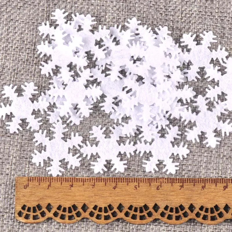 100Pcs/lot Mix Applique Polyester Felt Artificial Snowflake Patch Sticker Non-woven Patches For DIY Crafts Christmas Decoration Qme 3