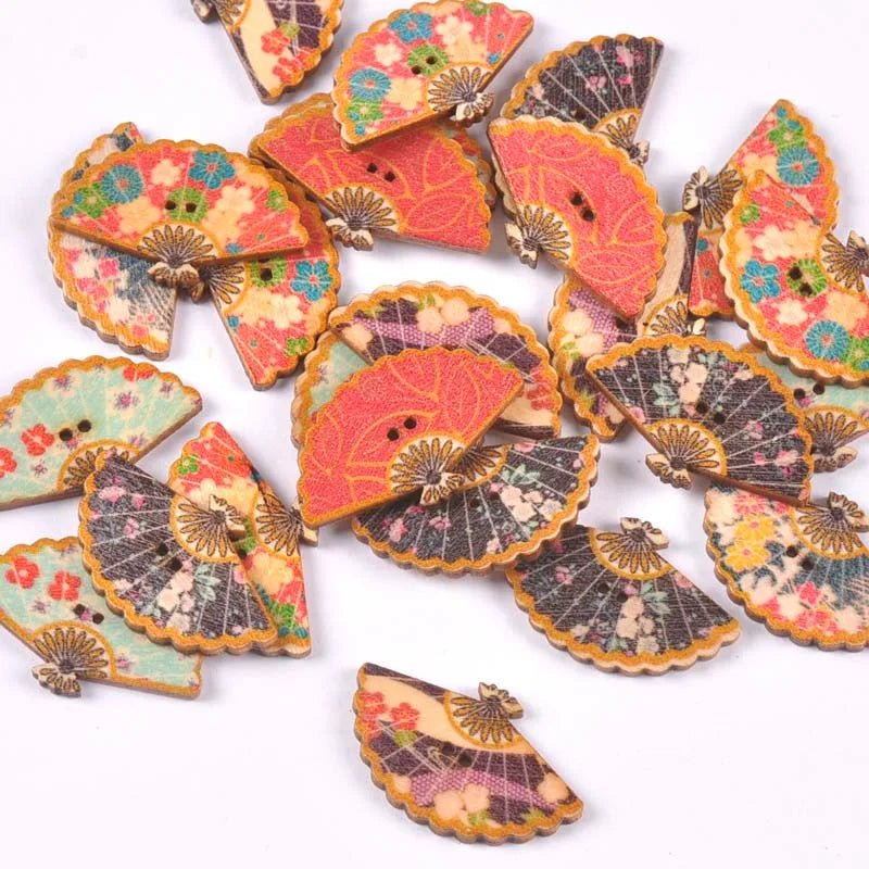 2 Hole Vintage Mixed Cartoon Painting Wooden Buttons For Clothes Sewing Crafts Scrapbooking DIY Kid Apparel Supplies 25pcs m1893 Qme 7