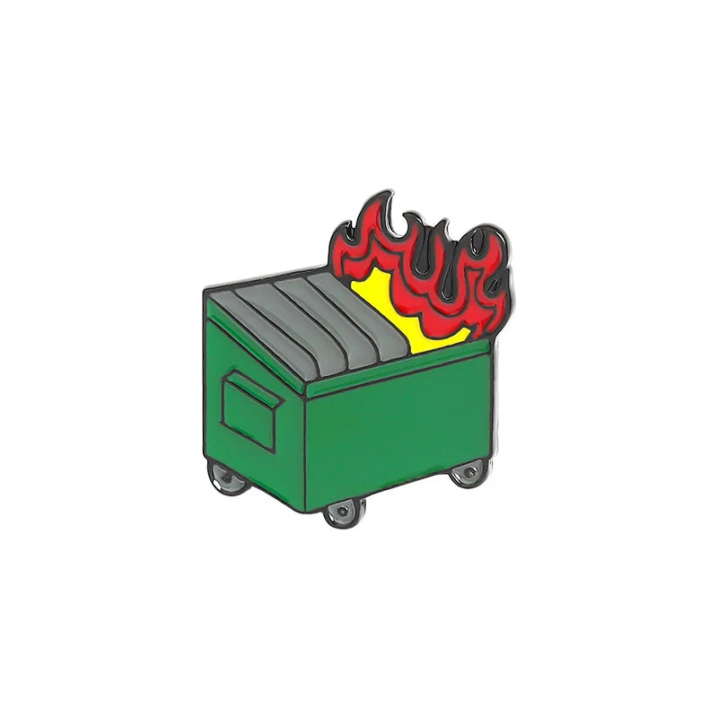 Dumpster Fire Custom Enamel Pins Bad Hair Day Brooches Lapel Badges Fashion Pin Lapel Pin New Year Gifts for Friends Wholesale Qme style 1