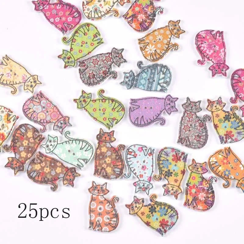 36 styles Cartoon Painting Wooden Buttons for Crafts Scrapbooking Sewing Clothes Button DIY Kid Apparel Supplies 15-35mm Qme m0798 25pcs