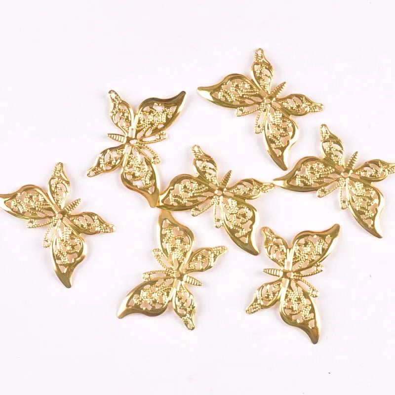 Metal Crafts Mixed Butterfly Connectors Filigree Flower Wraps For DIY Scrapbook Home Decor Embellishments 10Pcs 43x26mm yk0772 Qme gold