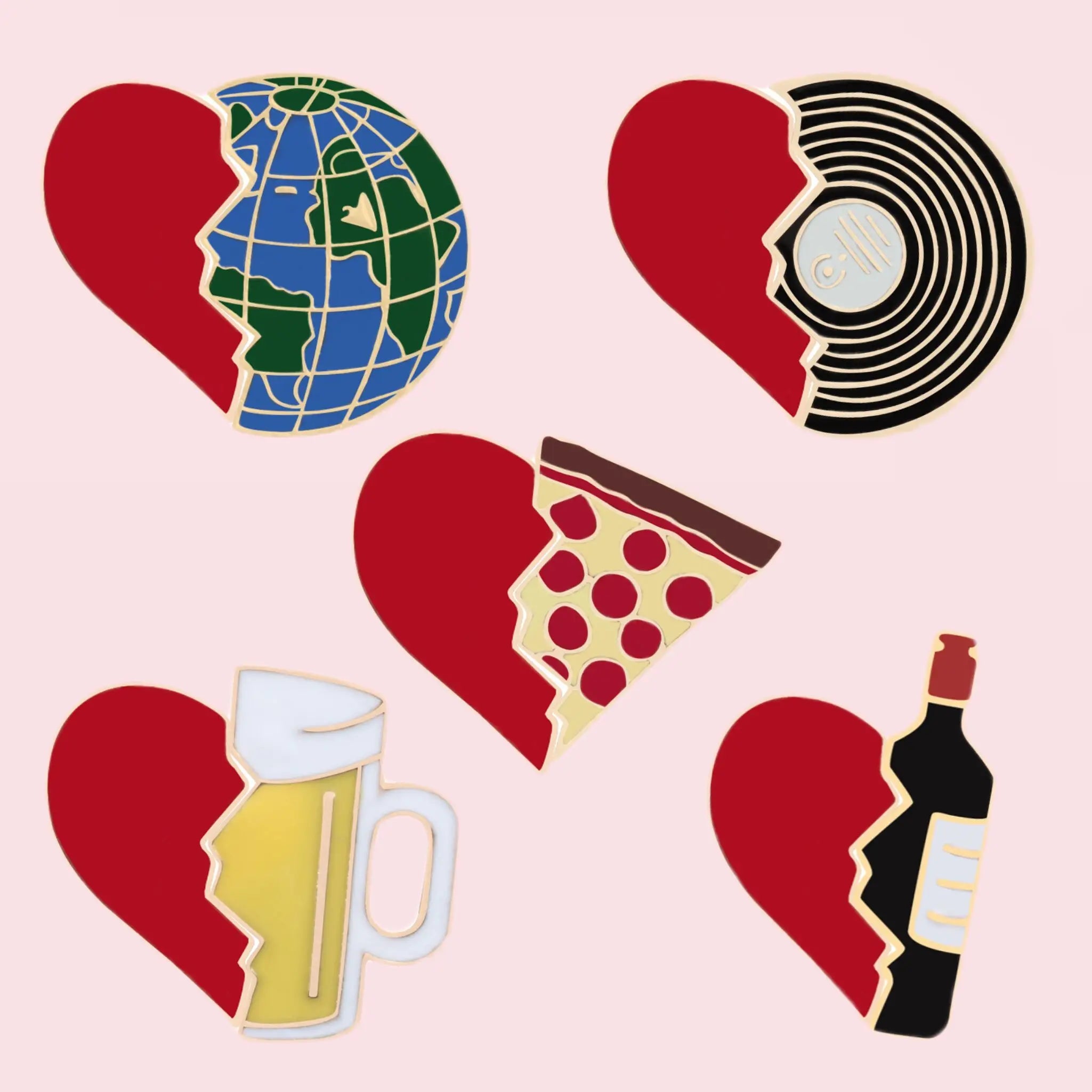 2pcs/set Broken Heart Wine Bottle Enamel Pins Fashion Love Brooch for Lover Denim Jackets Metal Badge Pin Backpack Jewelry Gifts Qme