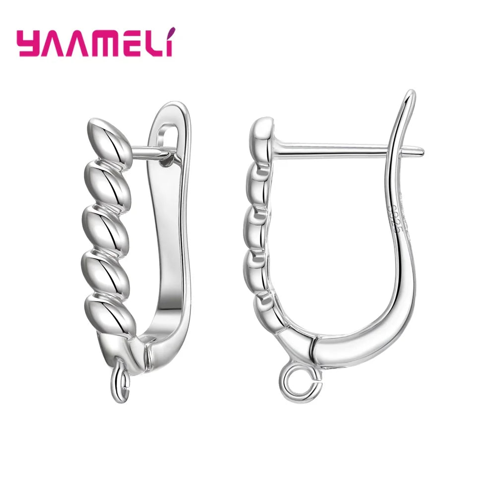 Real 100 925 Sterling Silver Zircon Findings Earrings Leverback