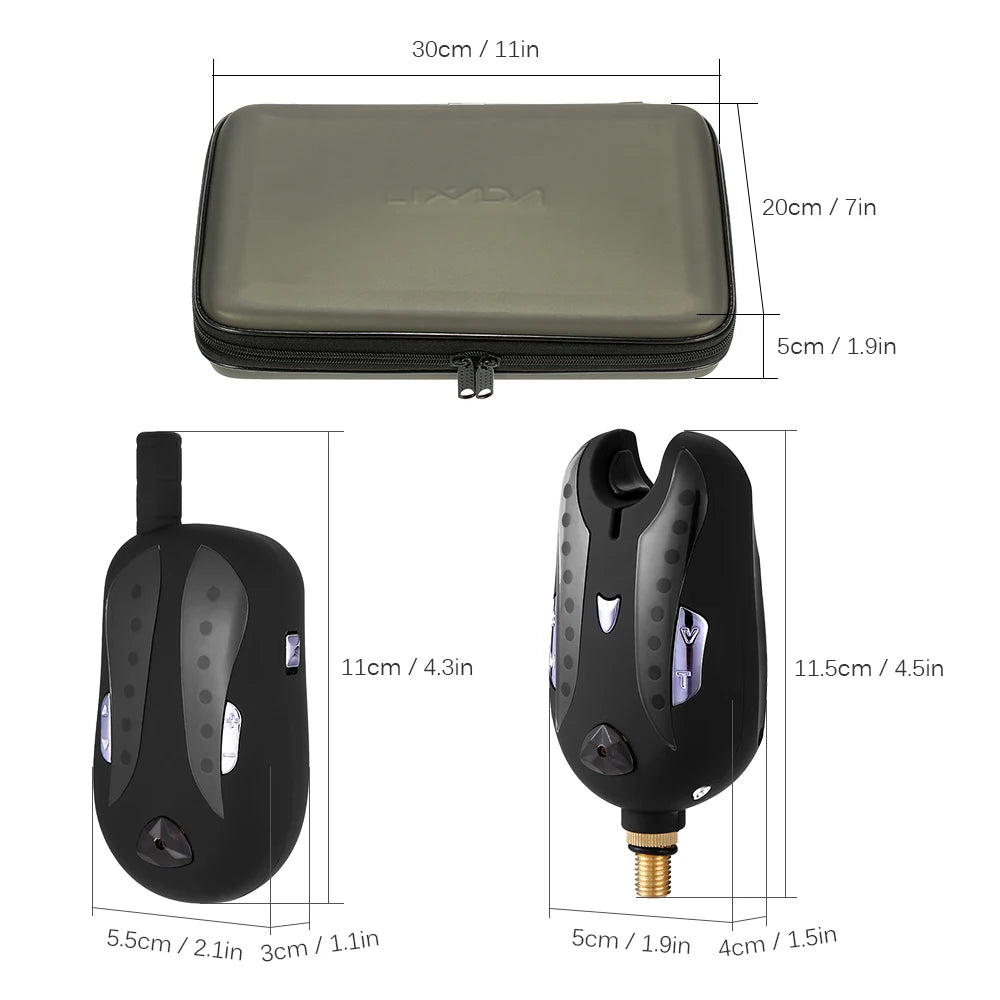 Lixada Wireless Fishing Alarm Fishing Bite Alarms Set Digital Fishing Receiver Sound Alert Kit Led Indicator with Case Pesca Qme