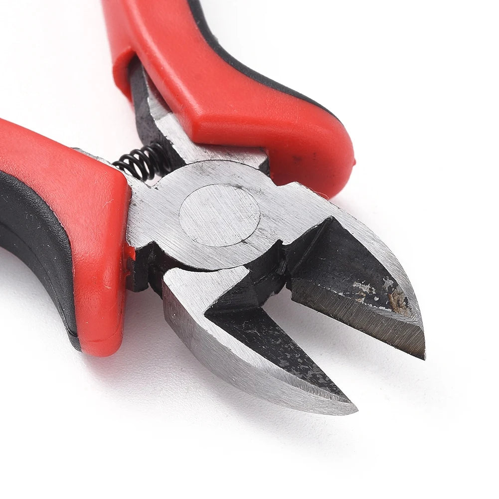 PandaHall Carbon Steel Jewelry Pliers Polishing Side Cutting Pliers Side Cutter Jewelry Making Tools 118mm Red Qme
