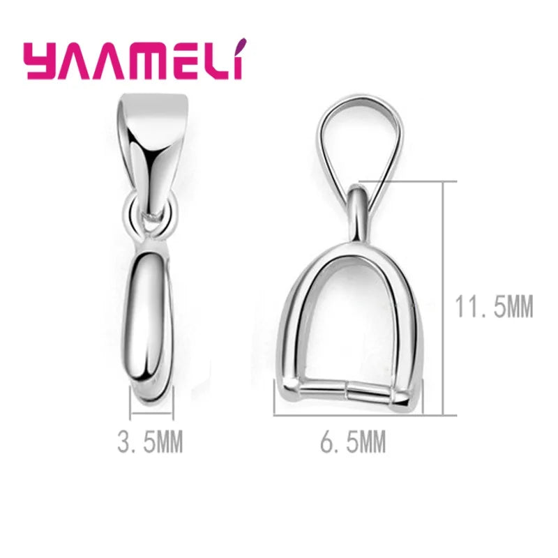 925 Sterling Silver Color DIY Handmade Jewelry Findings Pendant Pinch Bail Clasp Necklace Hook Clip Connector Fashion Accessory Qme