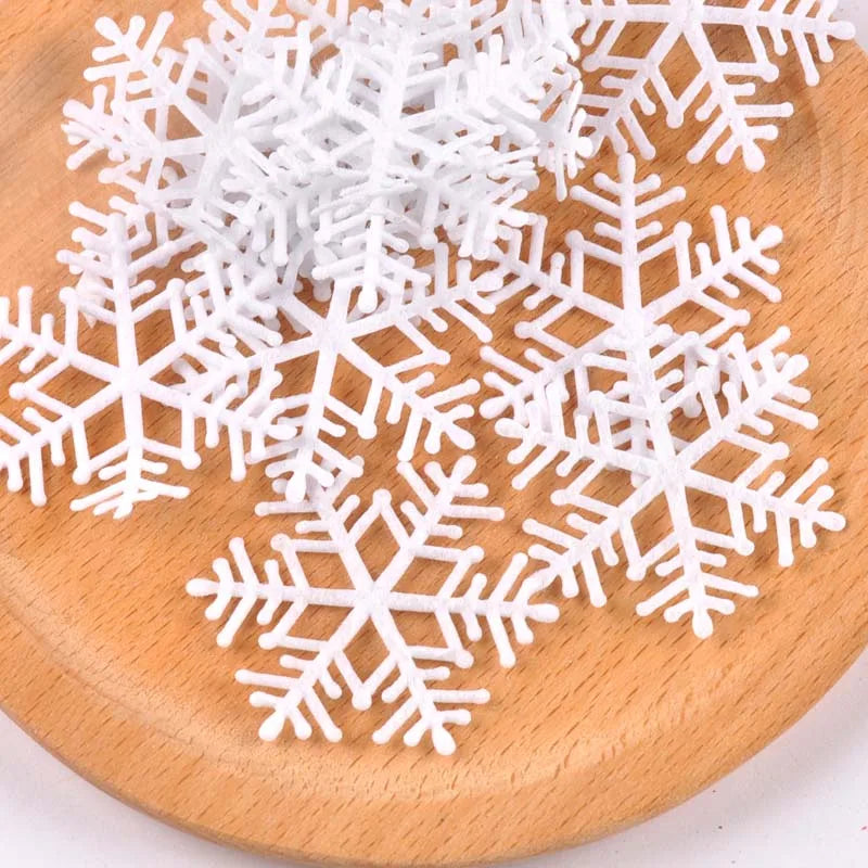 100pcs 15-40mm White Fake Snowflake Christmas Wedding Decoration DIY Scene New Year Xmas Tree Window Scrapbooking Decor c2164 Qme
