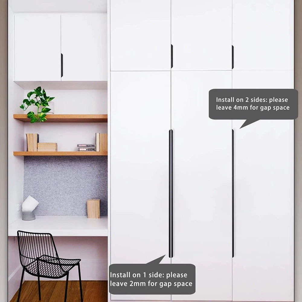 Hidden Handle Kitchen Cabinet Furniture Handles Black Cupboard Drawer Pulls Wardrobe Door Knobs Prevent Scratching with Screw Qme
