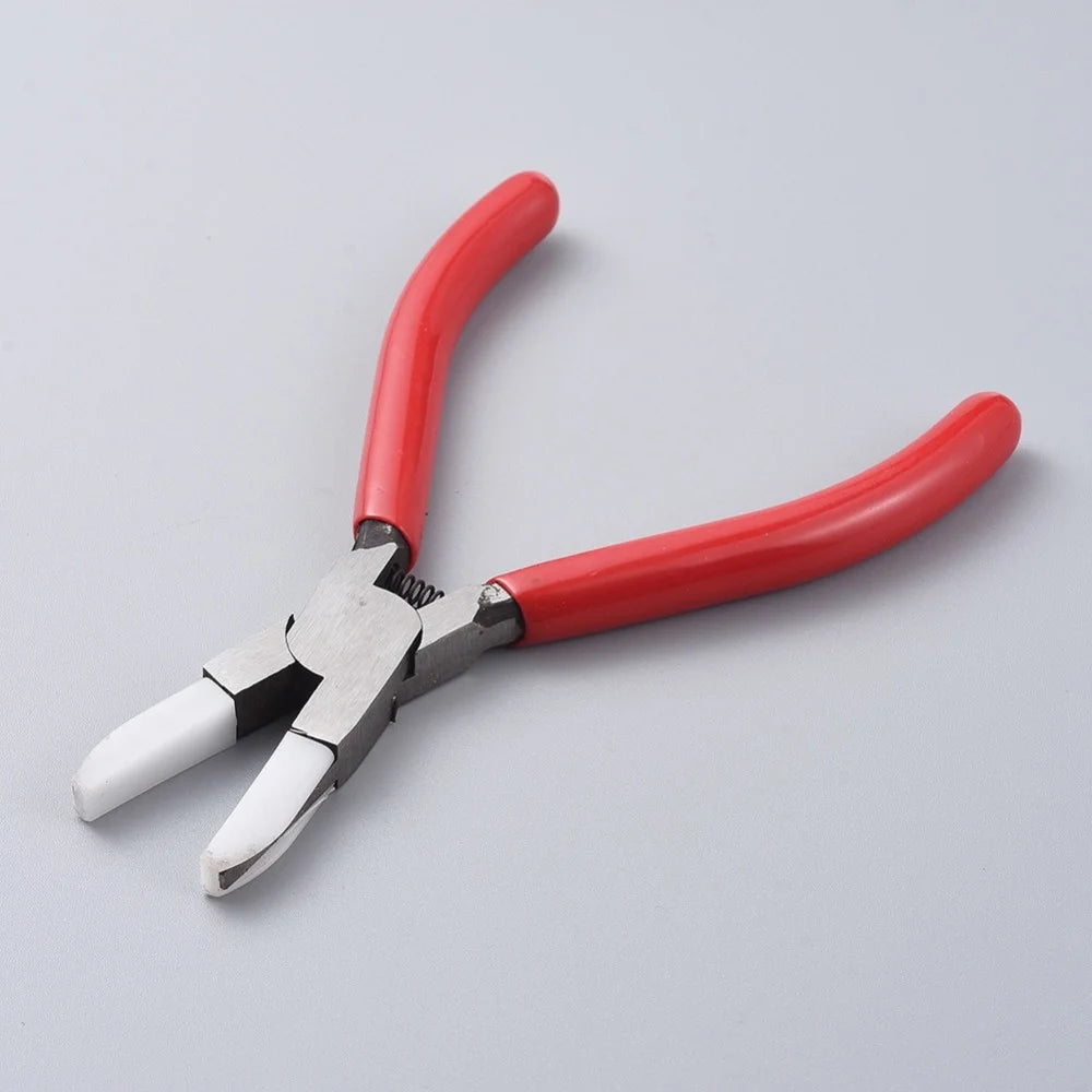 Pandahall Carbon Steel Jewelry Pliers Red Flat Nose Plier with Cover for Jewelry DIY Making Tools 142x98x8mm Qme 142x98x8mm