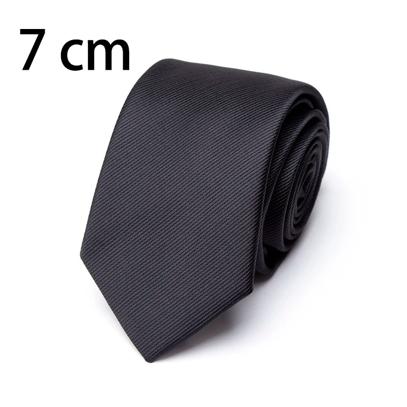 New Mens Tie 8cm 7cm 6cm Classic Black Slim Ties for Men Accessories Neckties Wedding Party Formal Dress Casual Solid Gifts Tie Qme 7 cm Black