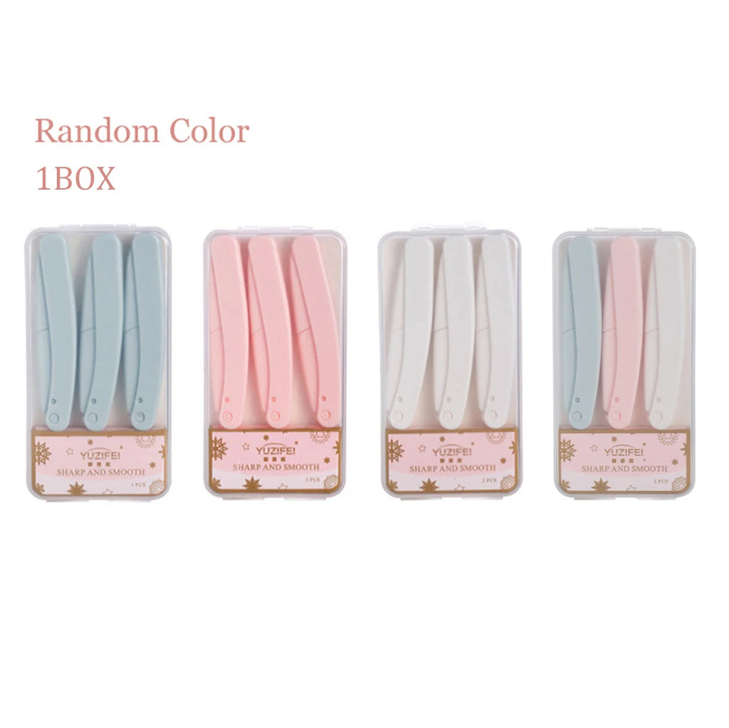 1/3pcs Foldable Portable Eyebrow Trimmer Makeup Facial Eyebrow Lip Folding Razor Hair Remover Sharp Stainless Steel Makeup Tools Qme 3Pcs-Random With Box