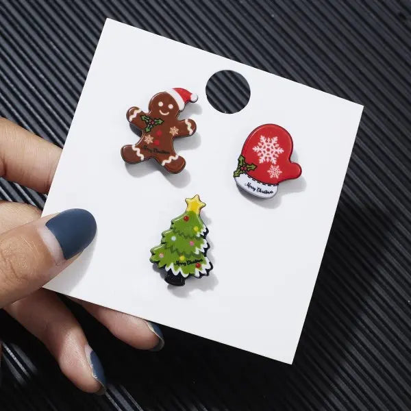 3pcs/set Merry Christmas Custom Brooches Christmas Socks Christmas Tree Elk Enamel Badge Brooch Women Fashion Party Jewelry Gift Qme style 7