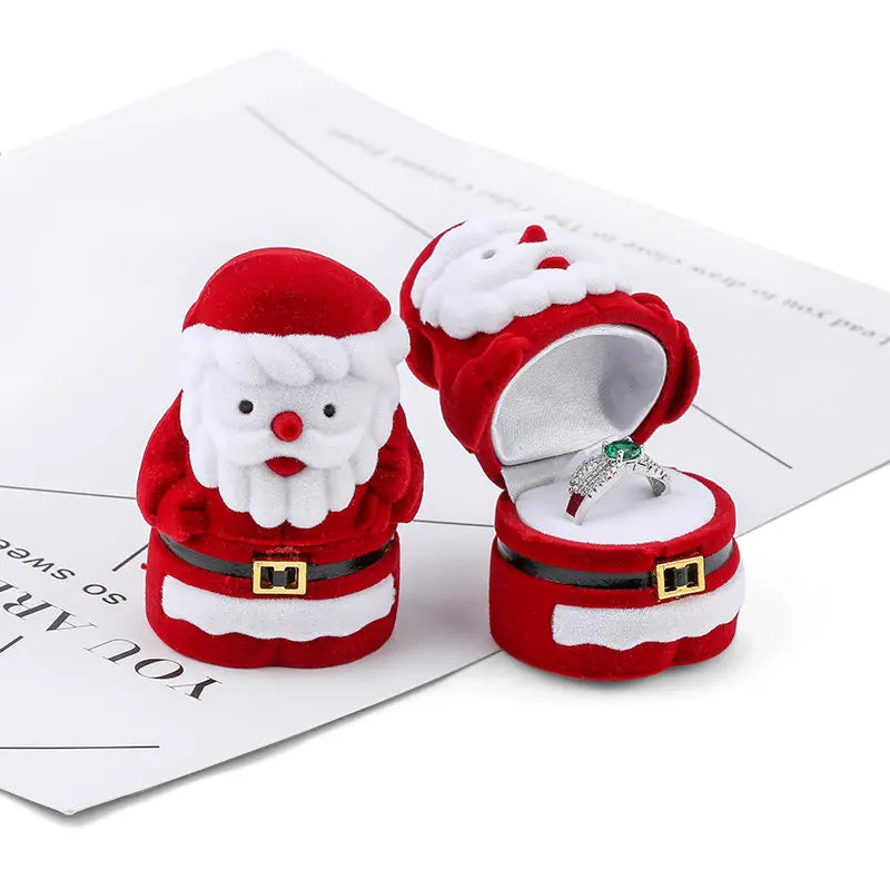 1 Piece snowman Velvet Jewelry Box Santa Claus Ring Box Jewelry Container for Earrings Display Christmas Gift Box Holder Qme