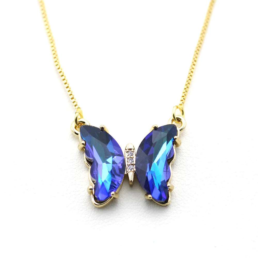 New AA Cubic Zircon Elegant Limited Jewelry Crystal Butterfly Double Sided Necklace Ladies Simple Style Jewelry Gift Qme 12