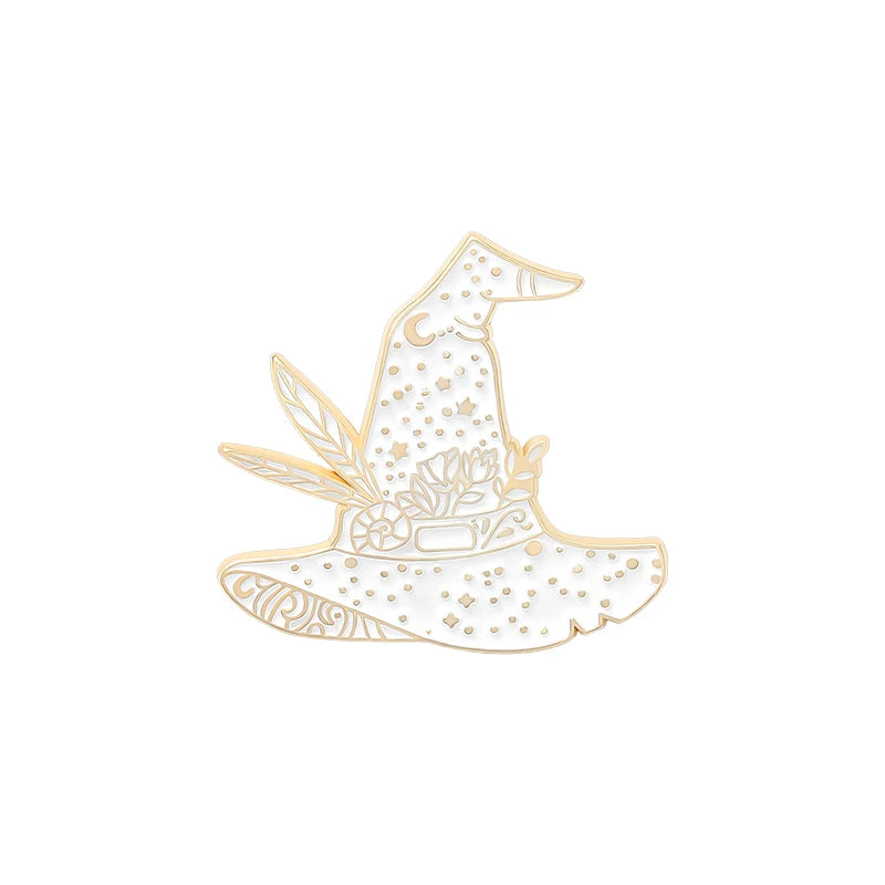 Witch Enamel Pins Collection Witch Hat and Cat Frog Pins Up Crescent Moon Black Gothic Lapel Pin Wiccan Brooches Witches Jewelry Qme style7