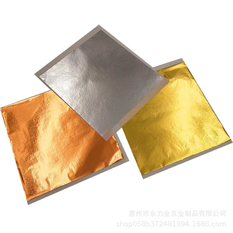 100Pcs Gold Silver Copper Imitation Gold Foil Paper Gilding DIY Craft Art Home Decoration Nail Handmade Supplies 14/16cm c2870 Qme