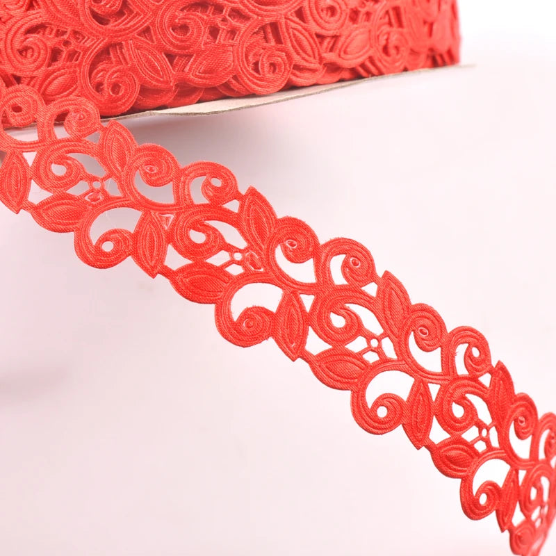 2.5cm Flower Ribbons For Crafts DIY Embroidered Decoration Sewing Accessories Scrapbooking Lace Ribbon Handmade Materials c2422 Qme 1 20 yards