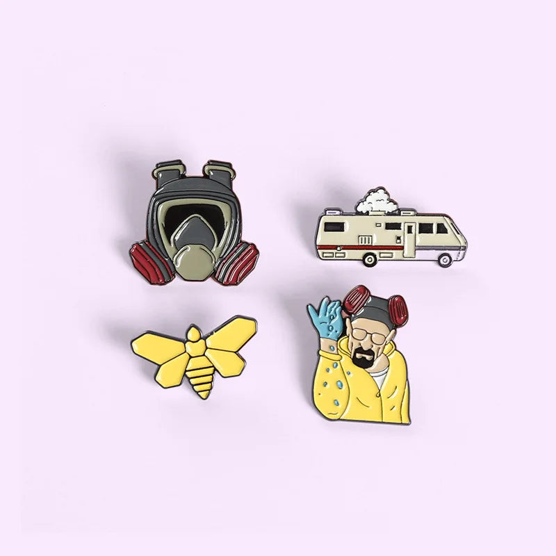 Breaking Bad Enamel Pins Wholesale Butterfly Car TV Series Lapel Pin Cartoon Shirt Brooches Badge Jewelry Gift for Fans Friends Qme