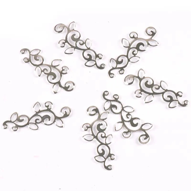 Gold Silver Metal Crafts Connectors Flower Filigree Wraps For DIY Scrapbook Jewelry Making Home Decor 30pcs 39x15.5mm yk0781 Qme