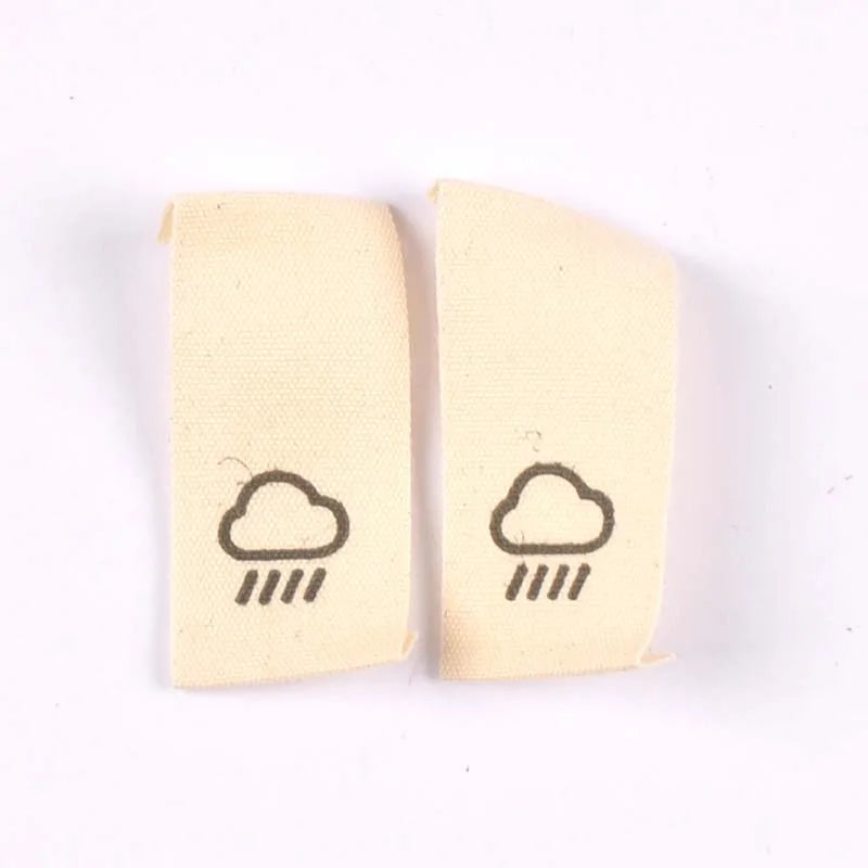 50pcs Cotton Woven Weather Pattern Beige Labels For Clothes Care Sewing Garment Accessories Bags Tags Washable 42x20mm c2440 Qme