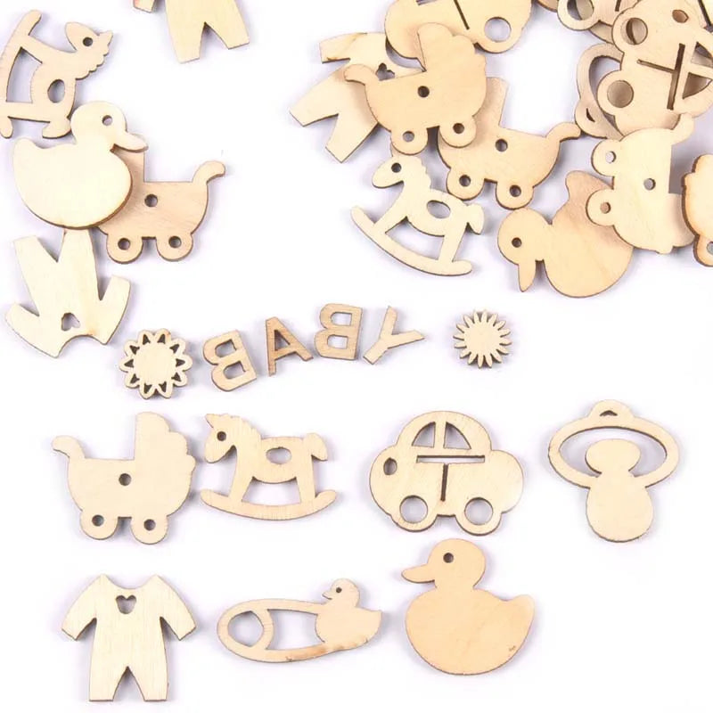 50Pcs Baby pacifiers Pattern natural wood Slices DIY Kid Painting Home Decoration Wooden Crafts Scrapbooking Handmade Ornaments Qme Default Title