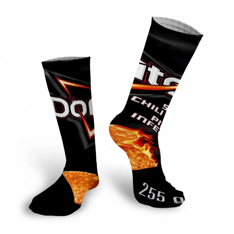 Creativity Long Socks Female Art 3D Printed Potato Chips Tomato Qme style6 One Size China Mainland