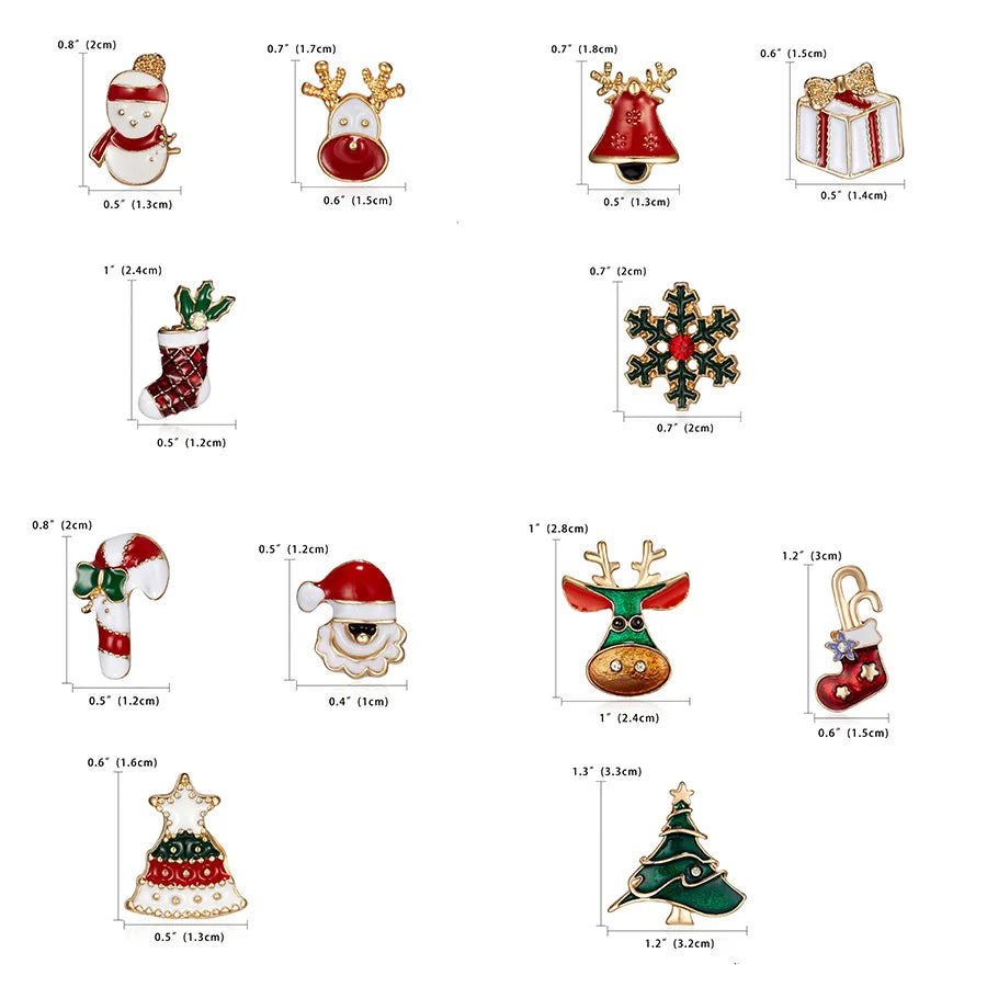 3pcs/set Merry Christmas Custom Brooches Christmas Socks Christmas Tree Elk Enamel Badge Brooch Women Fashion Party Jewelry Gift Qme