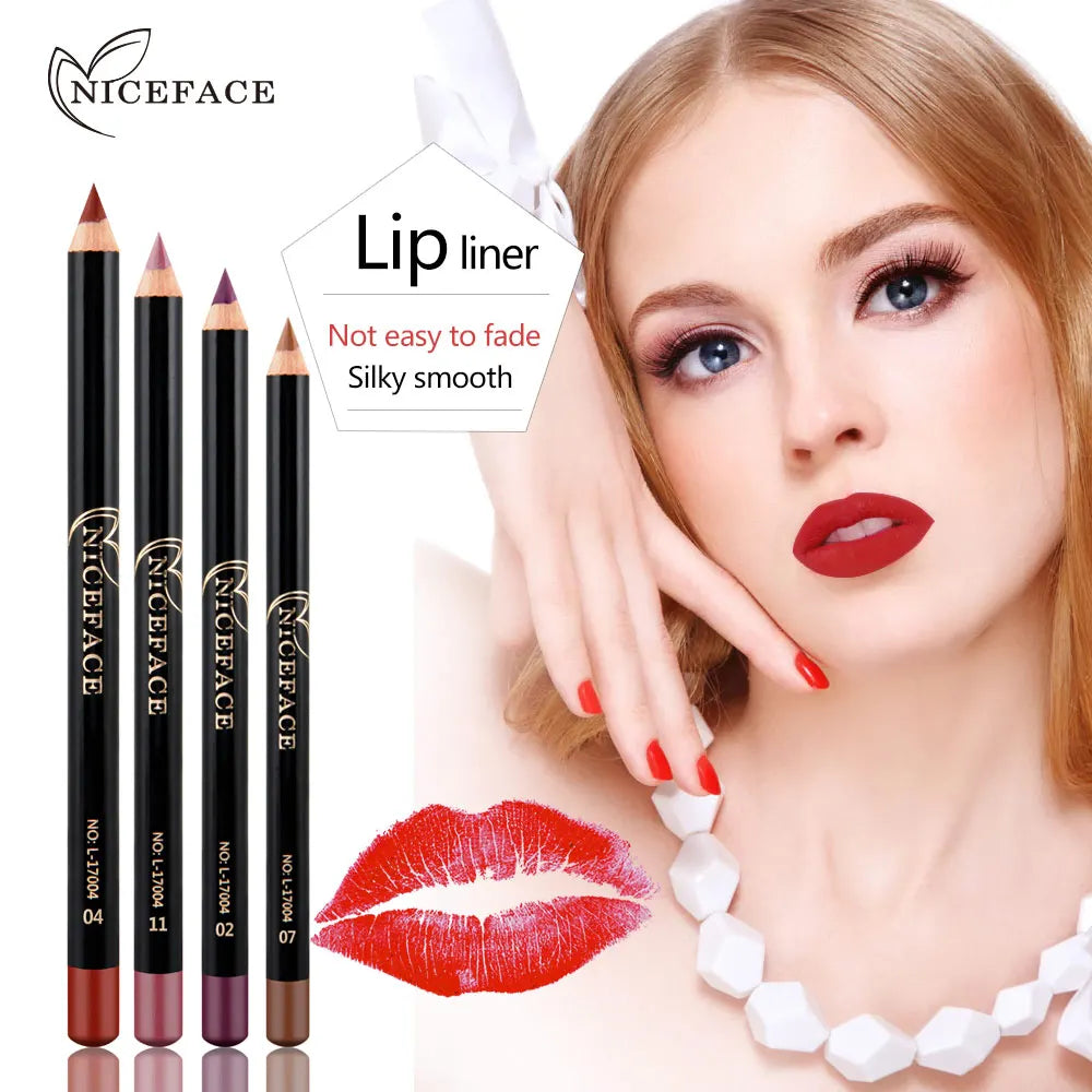 NICEFACE 12 Colors Matte Lip Pencils Nude Lipliner Pencil Waterproof Lipstick Pen Lip Liner Long Lasting Lips Makeup Cosmetics Qme