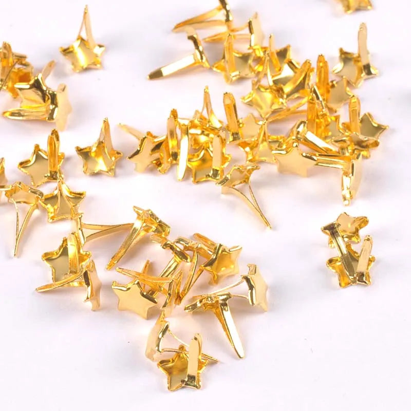 50pcs 8x11mm Golden Star Brads Scrapbooking Embellishment Fastener Brads Metal Crafts For DIY Accessories Shoes Decoration c2403 Qme