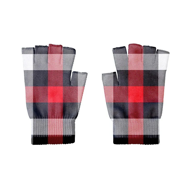 Good Knitted Half Finger Gloves 9 Styles Pattern 3D Print Cycling Qme style2 One Size China Mainland