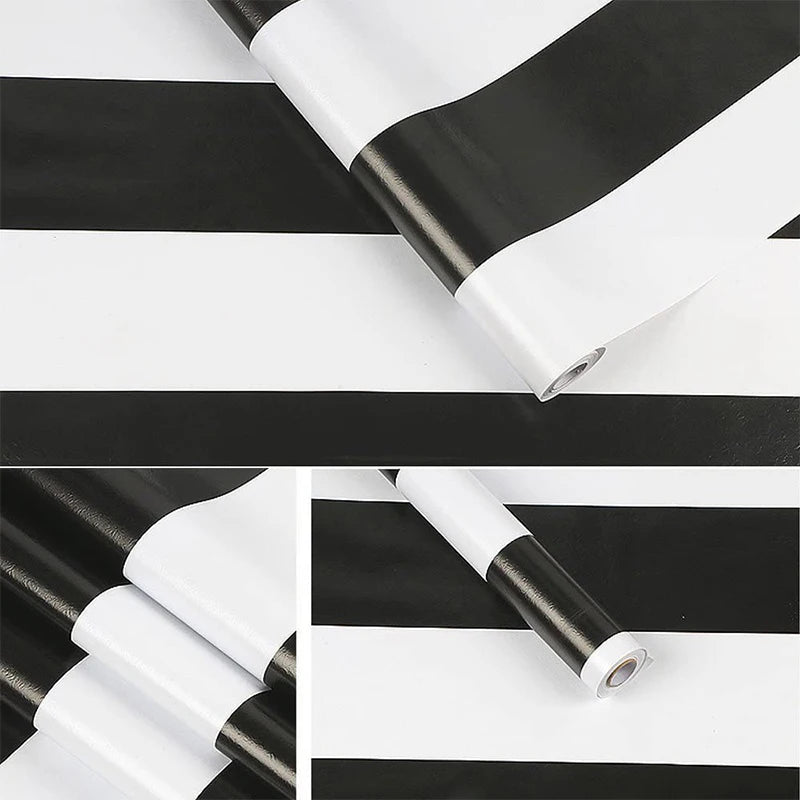 Stripe Black White Peel Stick Wallpaper Vinyl Waterproof Qme