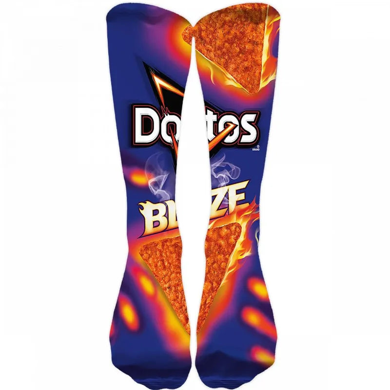 Creativity Long Socks Female Art 3D Printed Potato Chips Tomato Qme style17 One Size China Mainland