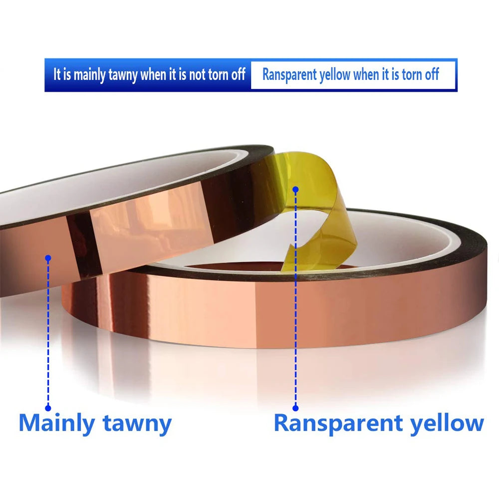 33M Gold High-Temperature Heat Resistant Adhesive Tape Polyimide 10-50MM Width No Residue for Masking Soldering Etc Qme