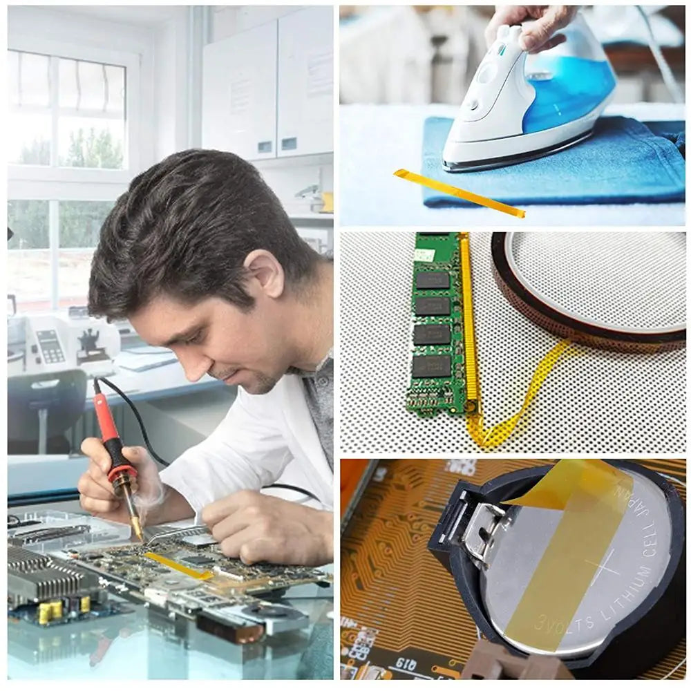 33M Gold High-Temperature Heat Resistant Adhesive Tape Polyimide 10-50MM Width No Residue for Masking Soldering Etc Qme