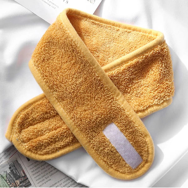 Women Girl Soft Toweling Adjustable Coral Fleece Hairband Makeup Bath Qme Orange