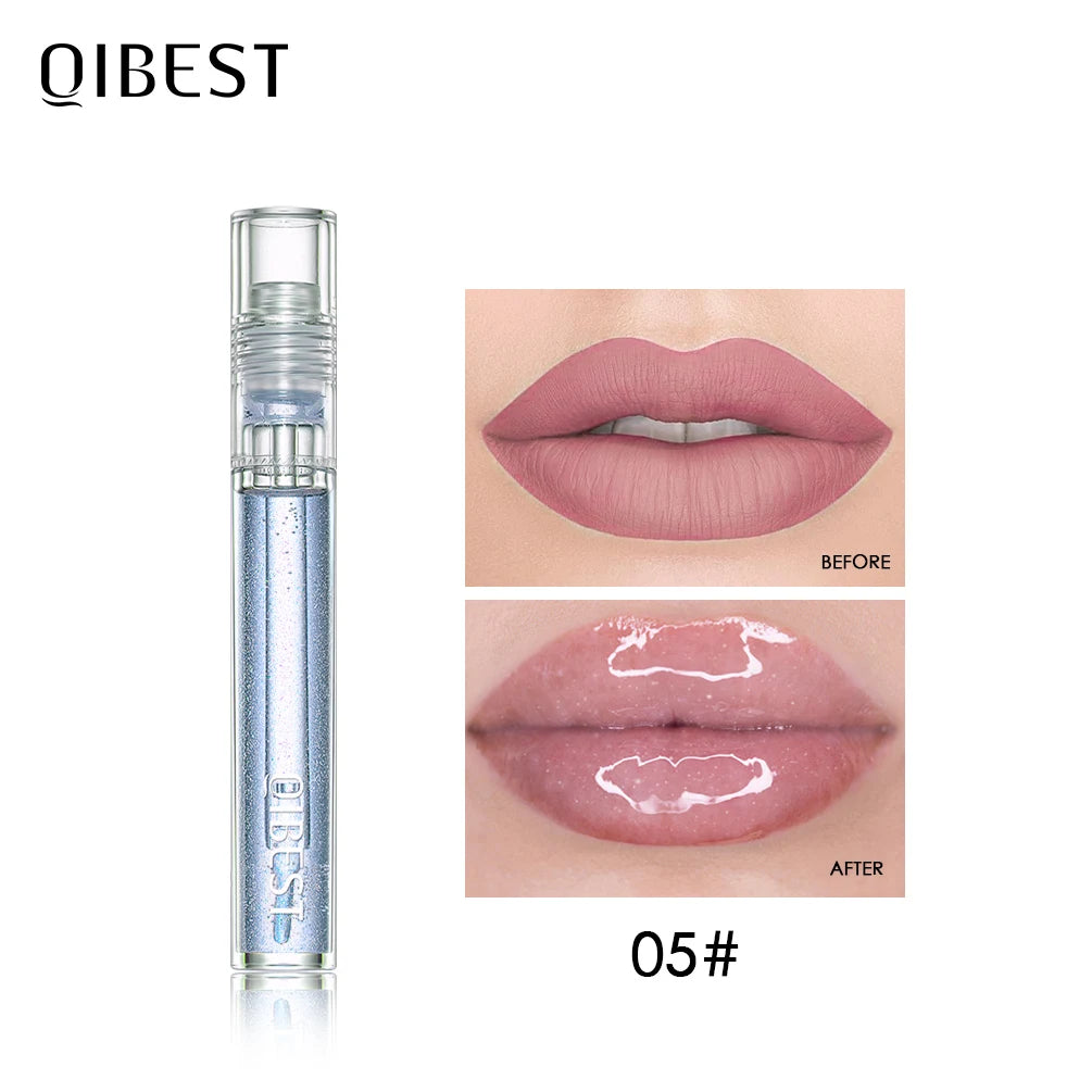 QIBEST Waterproof Transparent Lip Gloss Velvet Matte Lipstick Long Lasting Moisturizing Lip Glaze Lip Plumper Extreme Lipgloss Qme 5