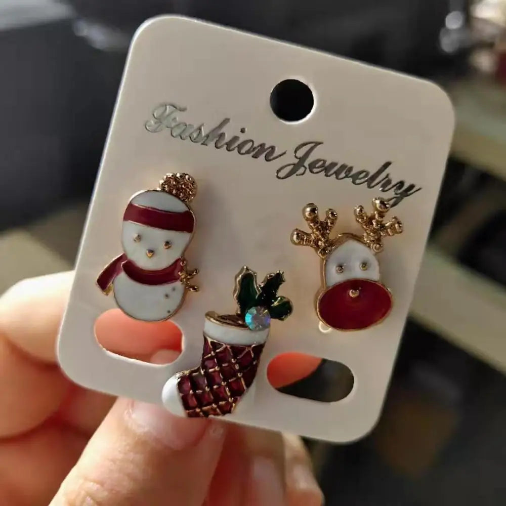 3pcs/set Merry Christmas Custom Brooches Christmas Socks Christmas Tree Elk Enamel Badge Brooch Women Fashion Party Jewelry Gift Qme style 2