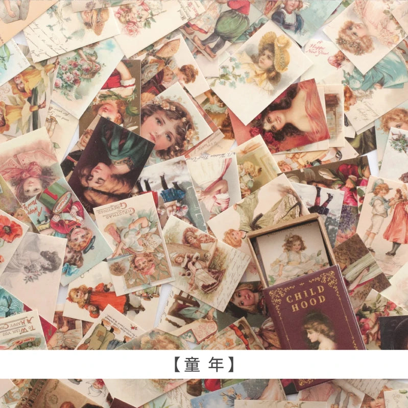 100pcs/Box Vintage Paper Kraft Cardstock Scrapbooking/Card Making/Journaling Project DIY Diary Decoration LOMO Card Van Gogh Qme childhood