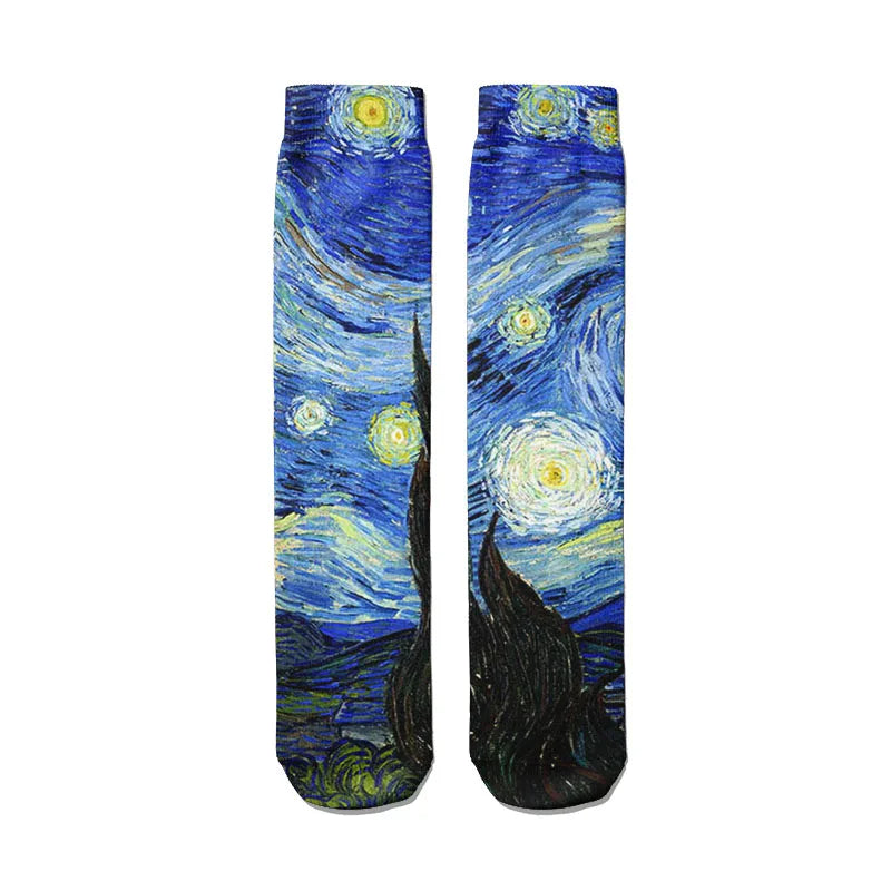 Van Gogh Mural World Famous Painting Sunflower Socks Men Novelty Qme style4